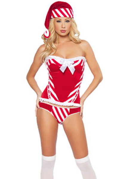 3 Piece Exotic Naughty Santa Girl Costume